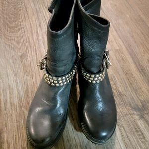 Luxe leather short boot studded